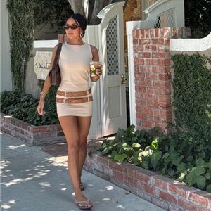 NWT ZARA DOUBLE BELTED FITTED DRESS